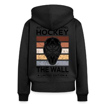 Hockey the Wall - Frauen Premium Bio Zip Hoodie - Schwarz - Hinten - Julia (174cm)