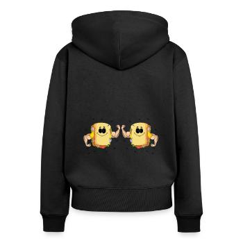 Musculation Sandwich Fitness Gym Food - Sweat à capuche zippé Premium bio Femme - noir - Dos - Julia (174cm)