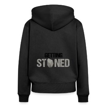 Recherche sur les roches et conception de roches à quartz - Sweat à capuche zippé Premium bio Femme - noir - Dos - Julia (174cm)