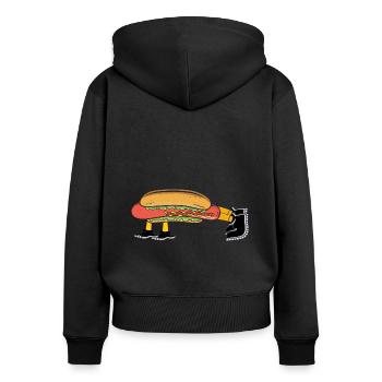 Hot Dog Bodybuilding Fitness Gym Gift - Women's Premium Organic Zip Hoodie - black - Back - Julia (174cm)