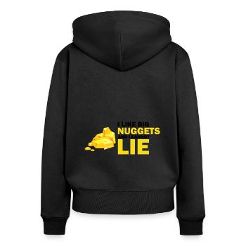 Goldwaschen Goldsucher Goldschüfer Design - Frauen Premium Bio Zip Hoodie - Schwarz - Hinten - Julia (174cm)