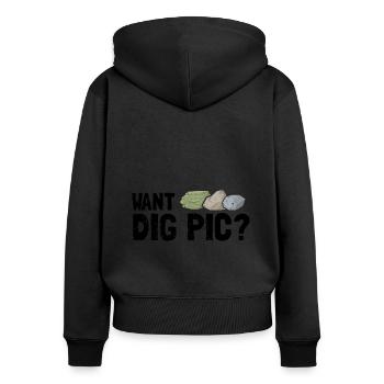 Collecteurs minéraux et ventilateur de minéraux de minerais - Sweat à capuche zippé Premium bio Femme - noir - Dos - Julia (174cm)
