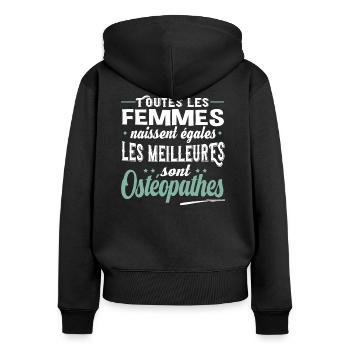Ostéopathe femme. Cadeau métier médecin. - Sweat à capuche zippé Premium bio Femme - noir - Dos - Julia (174cm)