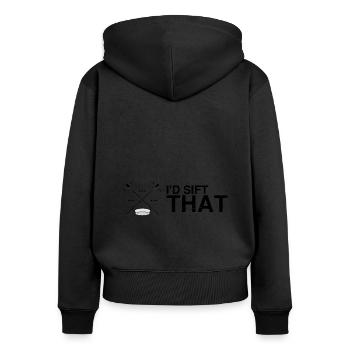 Goldwaschen Goldsucher Goldschüfer Design - Frauen Premium Bio Zip Hoodie - Schwarz - Hinten - Julia (174cm)
