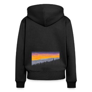Piste de ski dans les montagnes au coucher du soleil. - Sweat à capuche zippé Premium bio Femme - noir - Dos - Julia (174cm)