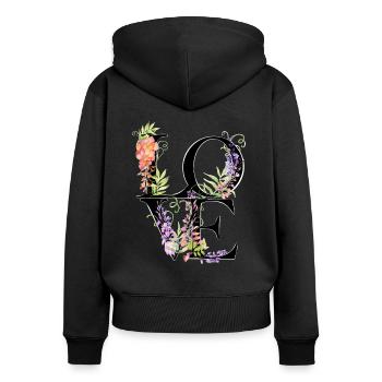 LOVE Fleurs - L’amour des fleurs - La mariée - Bachelorette - Sweat à capuche zippé Premium bio Femme - noir - Dos - Julia (174cm)
