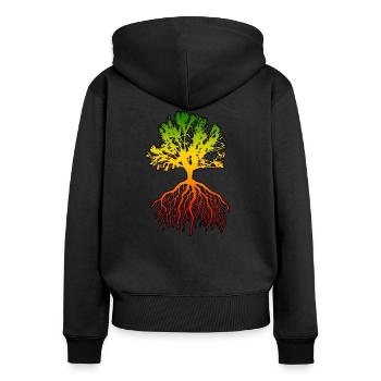 reggae afrika baum - Frauen Premium Bio Zip Hoodie - Schwarz - Hinten - Julia (174cm)