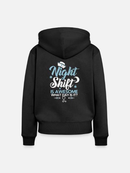 Nachtschicht ist fantastisch! - Frauen Premium Bio Zip Hoodie - Schwarz