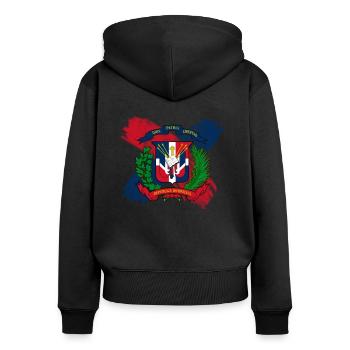 Dominikanische Republik Regenwald Dominikaner Flag - Frauen Premium Bio Zip Hoodie - Schwarz - Hinten - Julia (174cm)