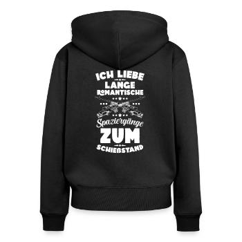 Schießstand Sportschütze Sportschützin Schießsport - Frauen Premium Bio Zip Hoodie - Schwarz - Hinten - Julia (174cm)