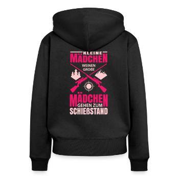 Schießstand Sportschützen Sportschützen - Frauen Premium Bio Zip Hoodie - Schwarz - Hinten - Julia (174cm)