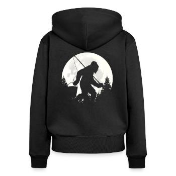 Bigfoot avec une canne à pêche à la main - Sweat à capuche zippé Premium bio Femme - noir - Dos - Julia (174cm)