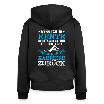 Rettungsschwimmer,schwimmlehrer,Schwimmbad Designs - Frauen Premium Bio Zip Hoodie - Schwarz - Hinten - Julia (174cm)