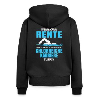 Rente Schwimmlehrer Bademeister Bademeisterin - Frauen Premium Bio Zip Hoodie - Schwarz - Hinten - Julia (174cm)