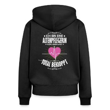 Pflegekraft,Altenpflegerin,Altenpfleger,Altenpfleg - Frauen Premium Bio Zip Hoodie - Schwarz - Hinten - Julia (174cm)