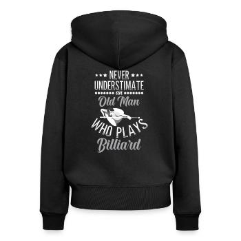 Pool Billard Kö Snooker Zubehör Spieler Kreide - Frauen Premium Bio Zip Hoodie - Schwarz - Hinten - Julia (174cm)