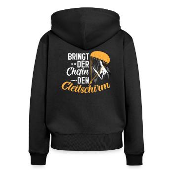 Paragliding Gleitschirm Paragleiter Paraglider - Frauen Premium Bio Zip Hoodie - Schwarz - Hinten - Julia (174cm)