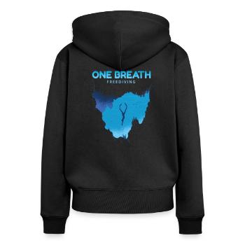 One Breath Freediving Gerätetauchen Apnoe - Frauen Premium Bio Zip Hoodie - Schwarz - Hinten - Julia (174cm)
