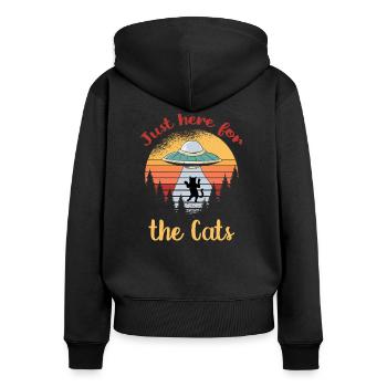 Alien Ufo Space Katzen Katze Kitties Kitten Aliens - Frauen Premium Bio Zip Hoodie - Schwarz - Hinten - Julia (174cm)