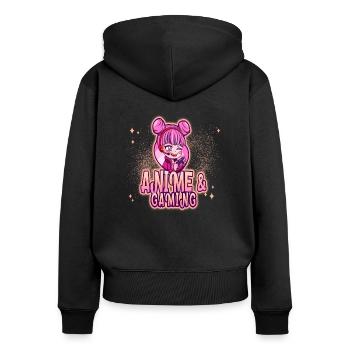 Anime et jeux - Sweat à capuche zippé Premium bio Femme - noir - Dos - Julia (174cm)