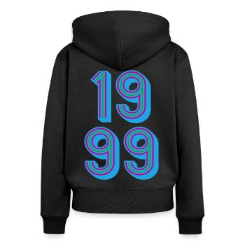 1999 Année de naissance | Couleurs changeantes - Sweat à capuche zippé Premium bio Femme - noir - Dos - Julia (174cm)