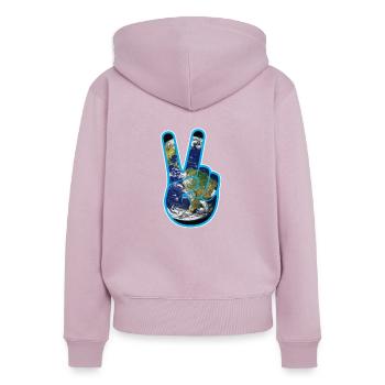 Umweltschutz Klimaschutz Frieden Tag der Erde - Frauen Premium Bio Zip Hoodie - Altrosa - Hinten - Julia (174cm)