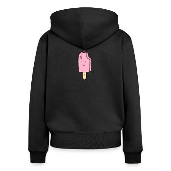 Glace qui sourit - Sweat à capuche zippé Premium bio Femme - noir - Dos - Julia (174cm)