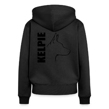 KELPIE chien chien chien de refuge Wilsigns - Sweat à capuche zippé Premium bio Femme - noir - Dos - Julia (174cm)