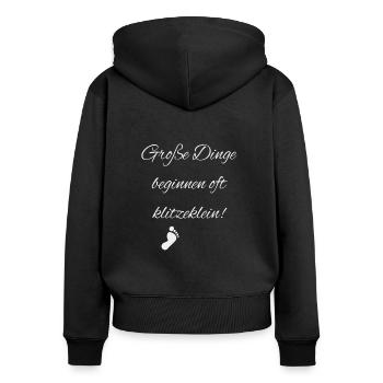Grosse Dinge beginnen oft klitzeklein - Frauen Premium Bio Zip Hoodie - Schwarz - Hinten - Julia (174cm)
