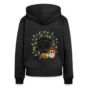 Happy Halloween Braunkappe Pilz - Frauen Premium Bio Zip Hoodie - Schwarz - Hinten - Julia (174cm)