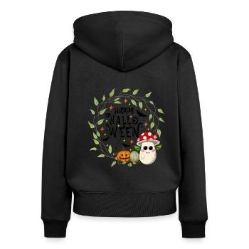 Happy Halloween Toadstool - Women's Premium Organic Zip Hoodie - black - Back - Julia (174cm)