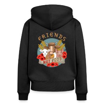 Friends not Food - Frauen Premium Bio Zip Hoodie - Schwarz - Hinten - Julia (174cm)