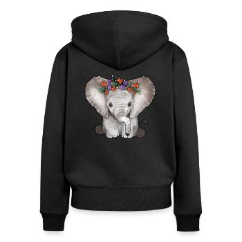 Baby Elephant - Frauen Premium Bio Zip Hoodie - Schwarz - Hinten - Julia (174cm)