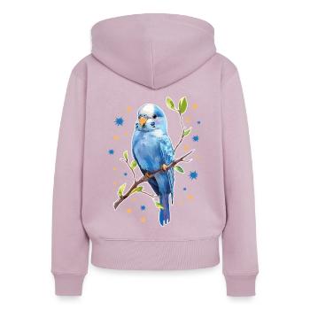 Étoiles de perruche - Sweat à capuche zippé Premium bio Femme - rose poudré - Dos - Julia (174cm)