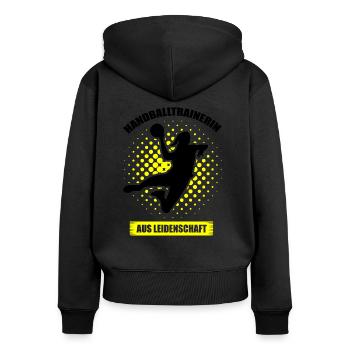 Bester Handballtrainer der Welt - Frauen Premium Bio Zip Hoodie - Schwarz - Hinten - Julia (174cm)