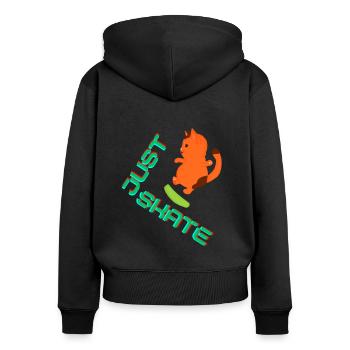 Just Skate Skateboard Cat - Women's Premium Organic Zip Hoodie - black - Back - Julia (174cm)