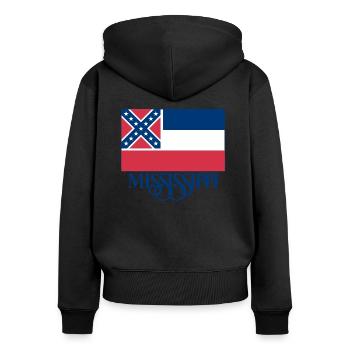 Drapeau du Mississippi - Sweat à capuche zippé Premium bio Femme - noir - Dos - Julia (174cm)