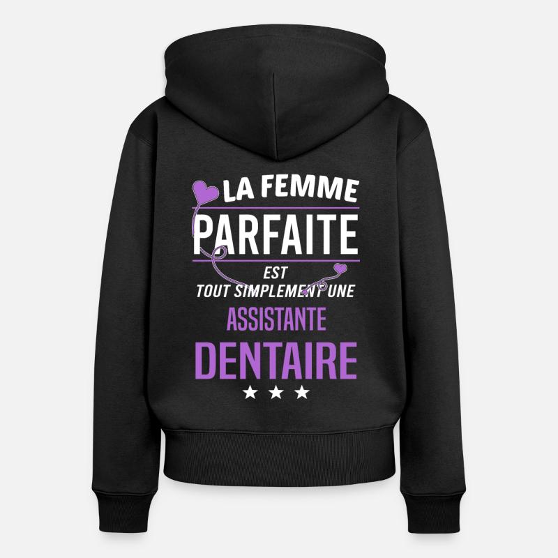 Assistante dentaire - Sweat à capuche zippé Premium bio Femme - noir