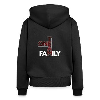 One Team - Family # 2 - Women's Premium Organic Zip Hoodie - black - Back - Julia (174cm)