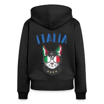 Italien Fußball Katzen Maskottchen Fan Flagge - Frauen Premium Bio Zip Hoodie - Schwarz - Hinten - Julia (174cm)