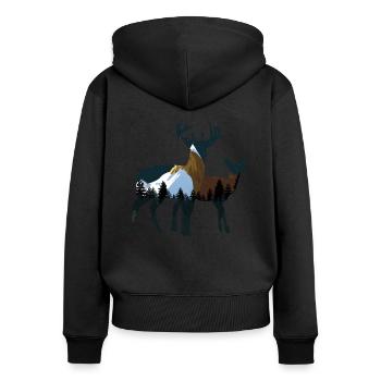 Nature Randonnée Forêt Cerf Idée Cadeau - Sweat à capuche zippé Premium bio Femme - noir - Dos - Julia (174cm)