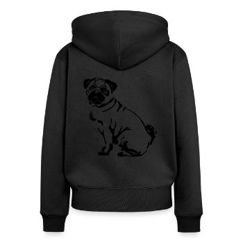 Pug chien canin Pug Wilsigns - Sweat à capuche zippé Premium bio Femme - noir - Dos - Julia (174cm)