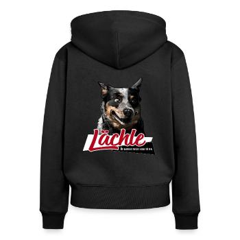 Chien de bétail australien Sourire chien disant - Sweat à capuche zippé Premium bio Femme - noir - Dos - Julia (174cm)