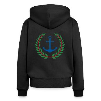 Narcos Sailor Anker - Frauen Premium Bio Zip Hoodie - Schwarz - Hinten - Julia (174cm)