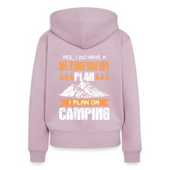 Camping-car - Sweat à capuche zippé Premium bio Femme - rose poudré - Dos - Julia (174cm)