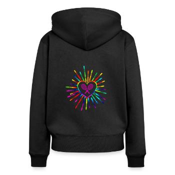 Colorful Heart Squash/Tennis Racket Gift (0159) - Women's Premium Organic Zip Hoodie - black - Back - Julia (174cm)