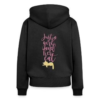 Chemise fraîche de chats | FILLE ET SON CHAT - Sweat à capuche zippé Premium bio Femme - noir - Dos - Julia (174cm)