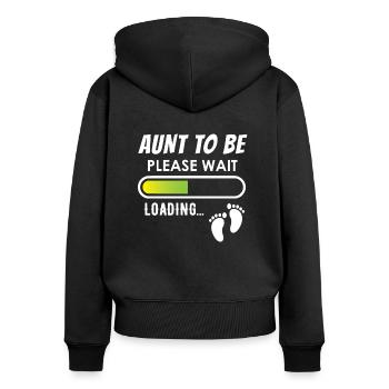 Aunt to be, please wait, loading - Frauen Premium Bio Zip Hoodie - Schwarz - Hinten - Julia (174cm)