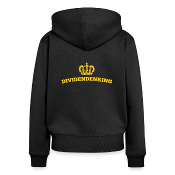 Aktien King - Frauen Premium Bio Zip Hoodie - Schwarz - Hinten - Julia (174cm)