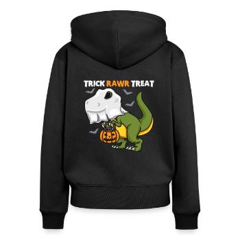 Halloween Dinosaur Party Citrouille Rawr Enfants - Sweat à capuche zippé Premium bio Femme - noir - Dos - Julia (174cm)